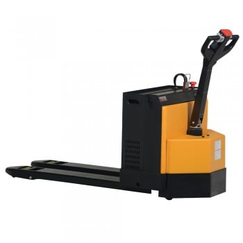 black and yellow electric pallet jack