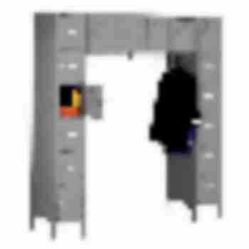 12x18x12” Openings - 16-Person Locker System - Partially Assembled - With Legs - Medium gray