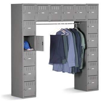 12x18x12” Openings - 16-Person Locker System - Partially Assembled - Medium gray 12x18x12” Openings - 16-Person Locker System - Partially Assembled - Medium gray