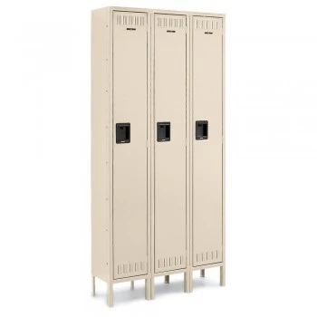 15x18x72” Openings - 1-Tier Locker - 3 Lockers Wide - Welded - Putty 15x18x72” Openings - 1-Tier Locker - 3 Lockers Wide - Welded - Putty