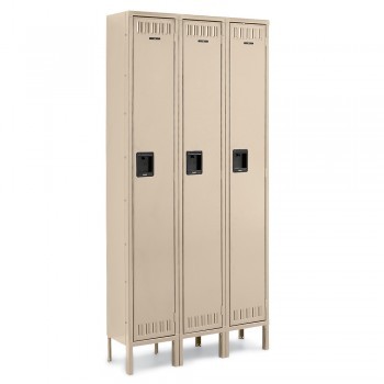 12x18x72” Openings - 1-Tier Locker - 3 Lockers Wide - Welded - Sand