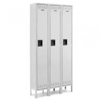 12x12x72” Openings - 1-Tier Locker - 3 Lockers Wide - Welded - Light gray 12x12x72” Openings - 1-Tier Locker - 3 Lockers Wide - Welded - Light gray