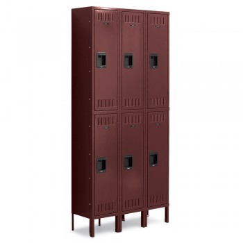 12x15x36” Openings - 2-Tier Locker - 3 Lockers Wide - Welded - Wine