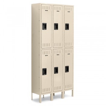 12x15x36” Openings - 2-Tier Locker - 3 Lockers Wide - Welded - Putty