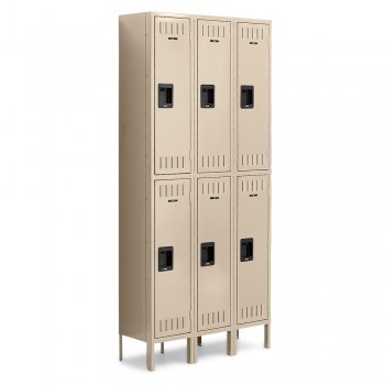 15x15x36” Openings - 2-Tier Locker - 3 Lockers Wide - Welded - Sand