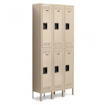 12x15x36” Openings - 2-Tier Locker - 3 Lockers Wide - Welded - Sand