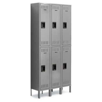 12x12x30” Openings - 2-Tier Locker - 3 Lockers Wide - Welded - Medium gray