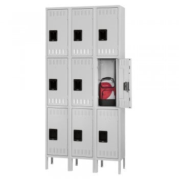 15x18x24” Openings - 3-Tier Locker - 3 Lockers Wide - Welded - Light gray