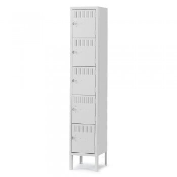 12x15x12” Openings - 5-Tier Locker - 1 Locker Wide - Welded - Light gray