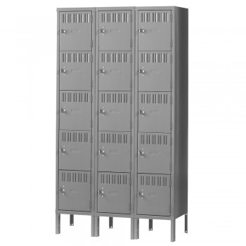 15x18x12” Openings - 5-Tier Locker - 3 Lockers Wide - Welded - Medium gray