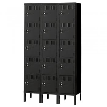 15x18x12” Openings - 5-Tier Locker - 3 Lockers Wide - Welded - Black