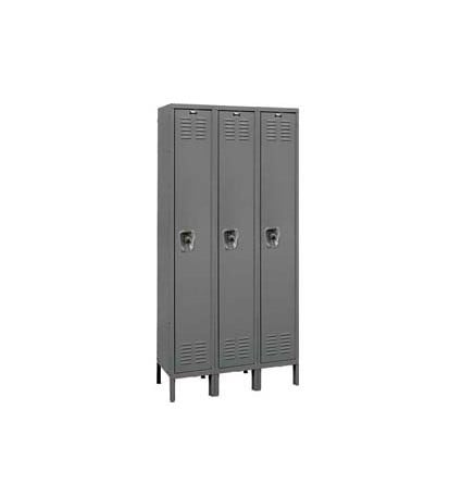 12x12x72” Opening - 1-Tier Locker -  Ready-Built Locker -3 Lockers Wide - Set Up - Gray