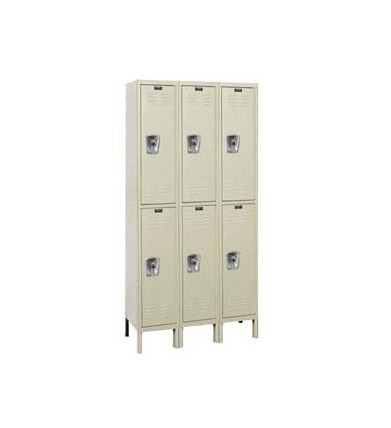 12x15x36” Openings - 2-Tier Locker -  Ready-Built Locker - 3 Lockers Wide - Set Up - Putty