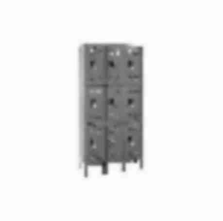 12x12x24” Openings - 3-Tier Locker -  Ready-Built Locker - 3 Lockers Wide - Set Up - Gray