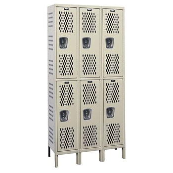 36"W x 18"D x 78"H Double Tier Heavy-Duty Ventilated Locker- 3-Wide, KD