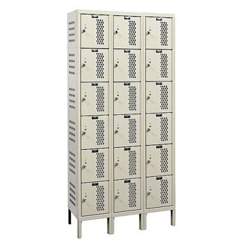 36"W x 18"D x 78"H 6-Tier Heavy-Duty Ventilated Locker- 3-Wide, KD