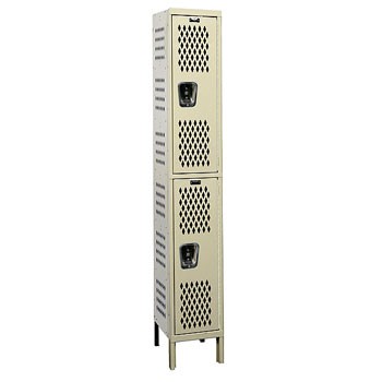 12"W x 18"D x 78"H Double Tier Heavy-Duty Ventilated Locker- 1-Wide, KD